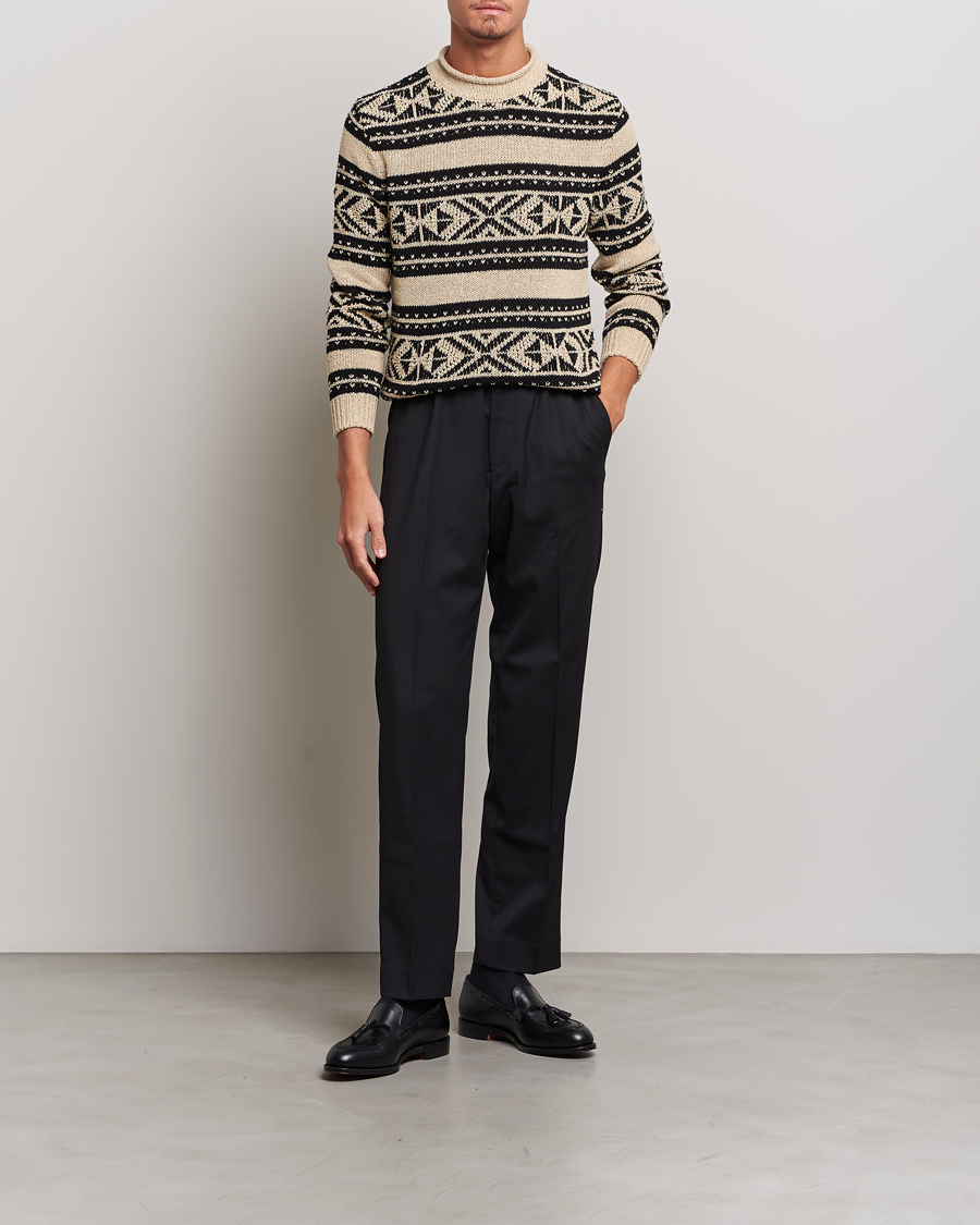 Mies | Puserot | Ralph Lauren Purple Label | Geo Pattern Sweater Cream