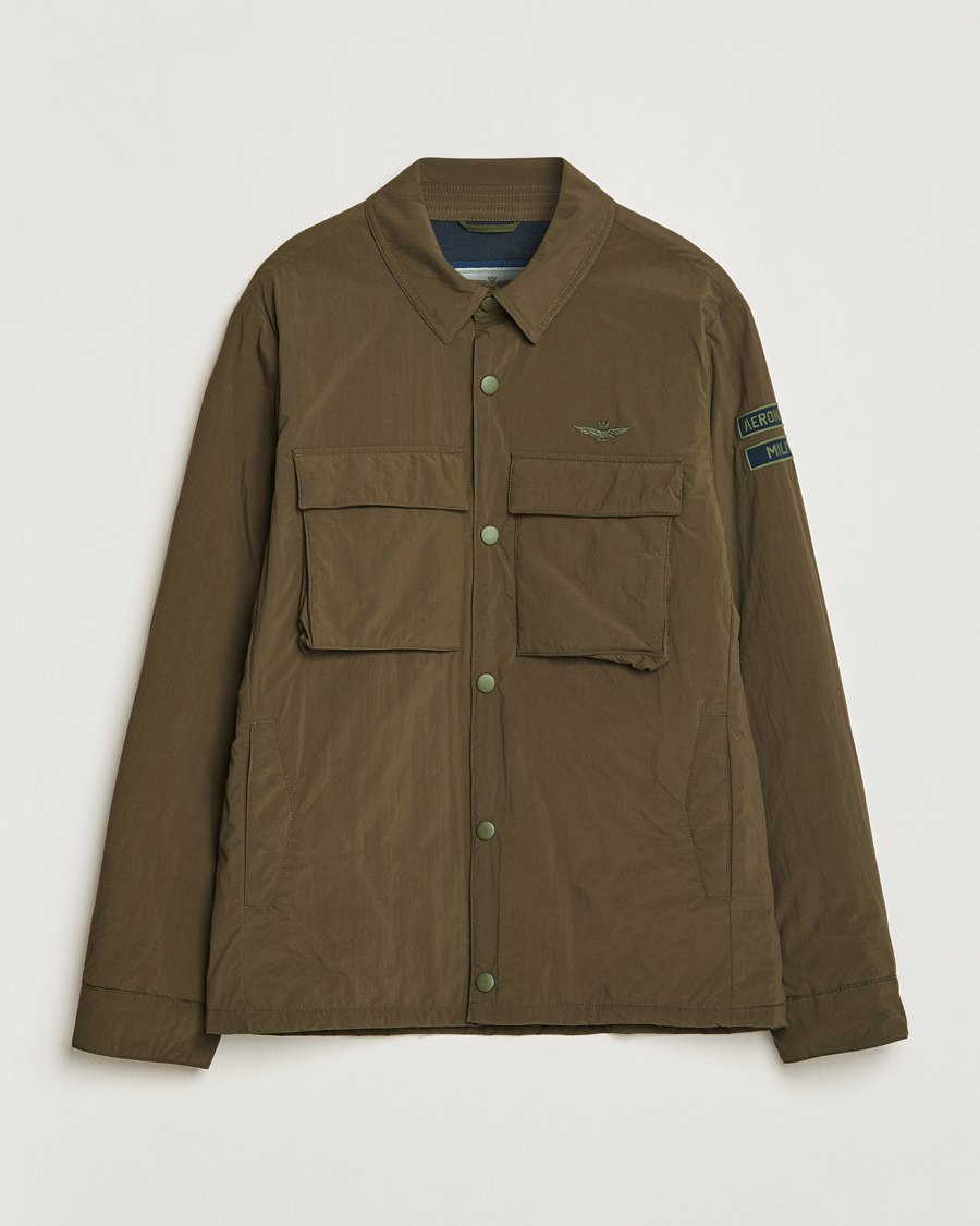 Mies | Takit | Aeronautica Militare | Light Padded Pocket Shirt Jacket Off Green