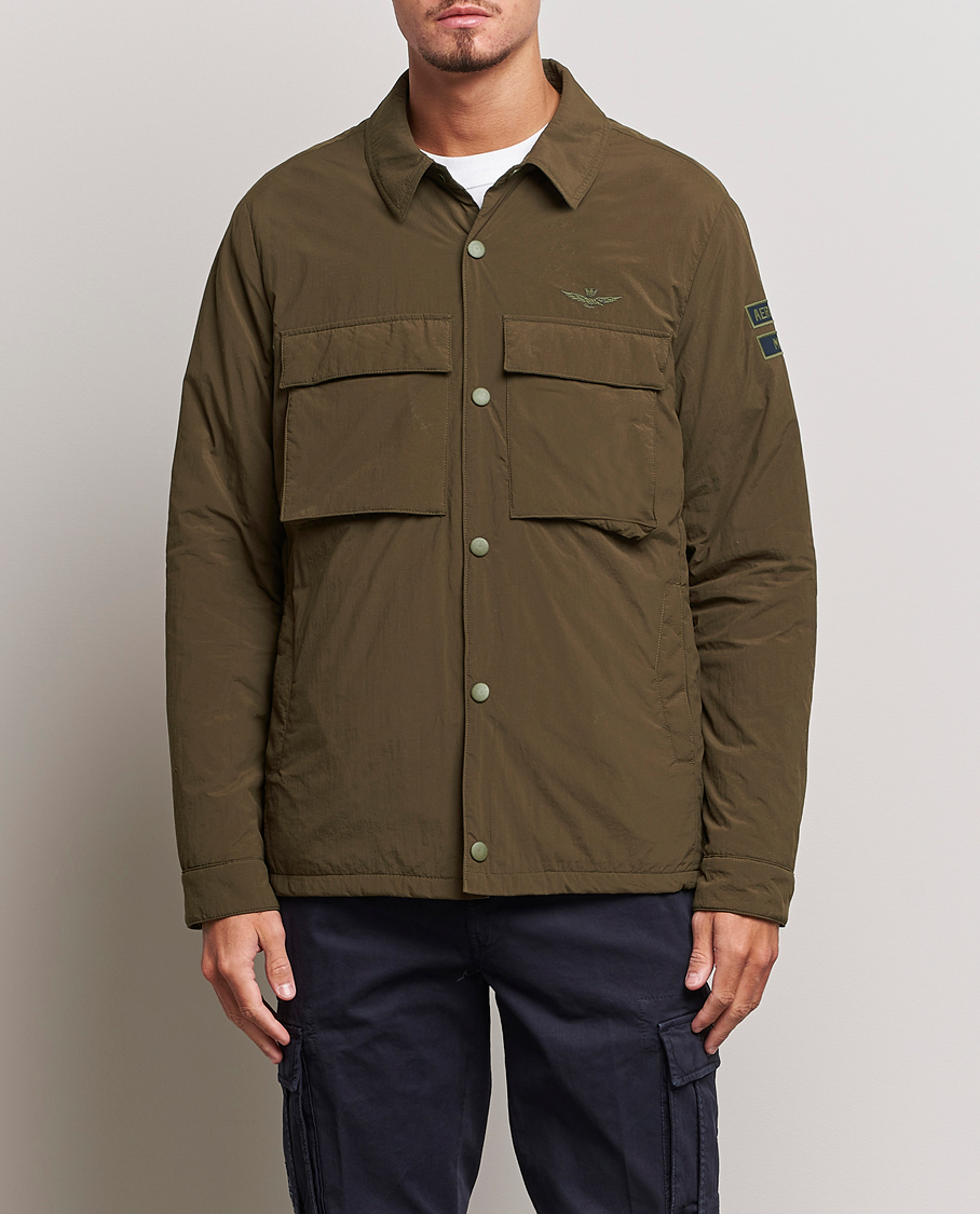 Mies | Aeronautica Militare | Aeronautica Militare | Light Padded Pocket Shirt Jacket Off Green