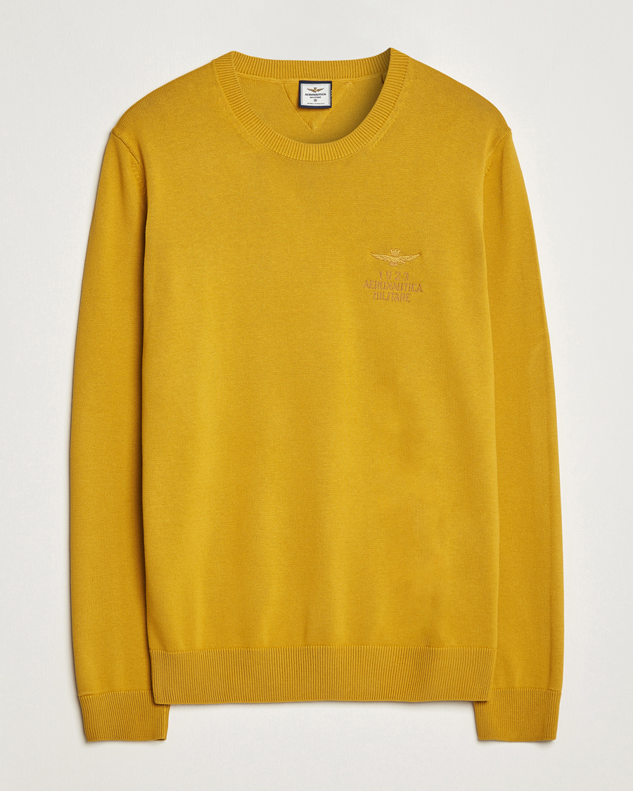 Mies | Aeronautica Militare | Aeronautica Militare | Cotton Knitted Crew Neck Yellow
