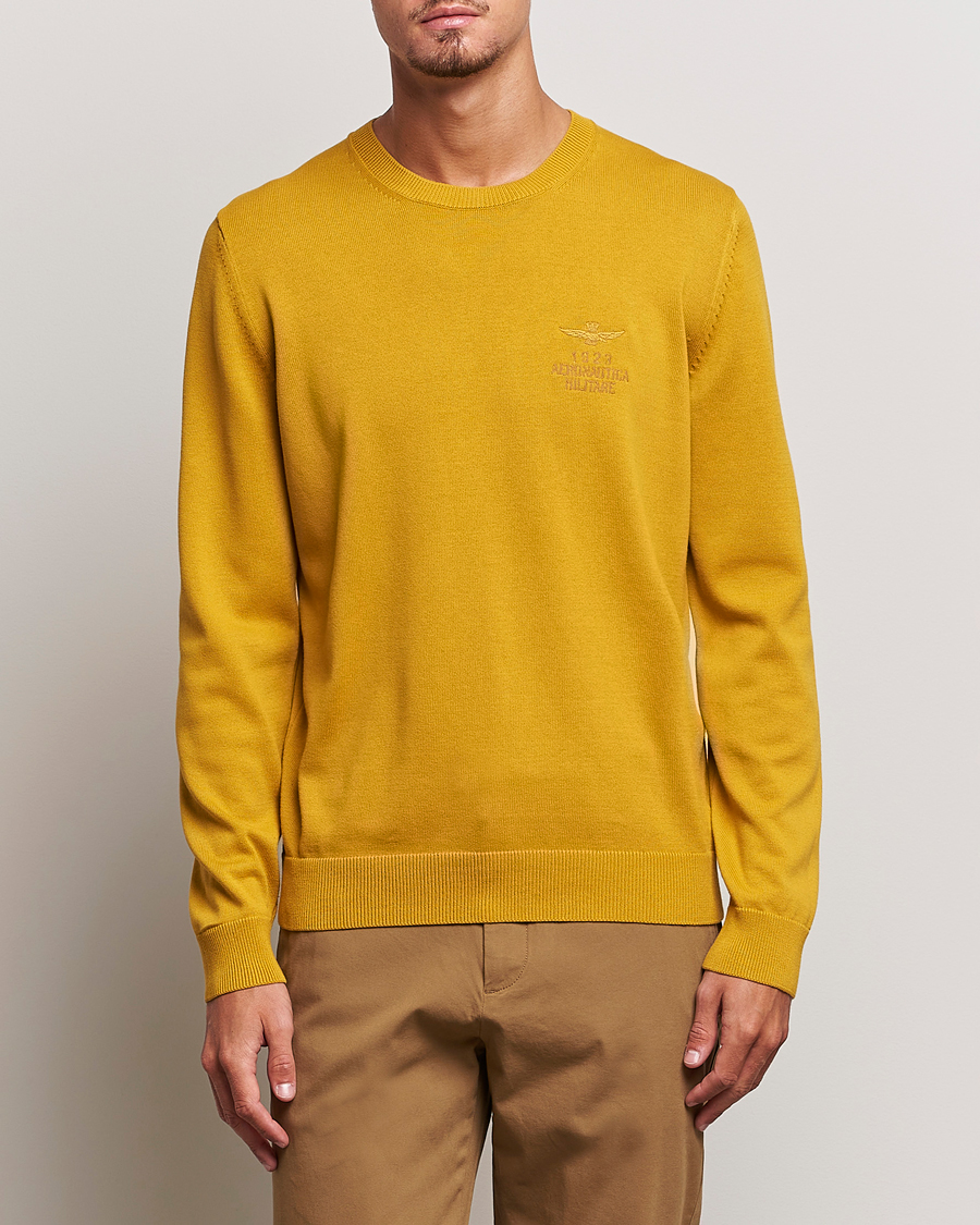 Mies | Aeronautica Militare | Aeronautica Militare | Cotton Knitted Crew Neck Yellow