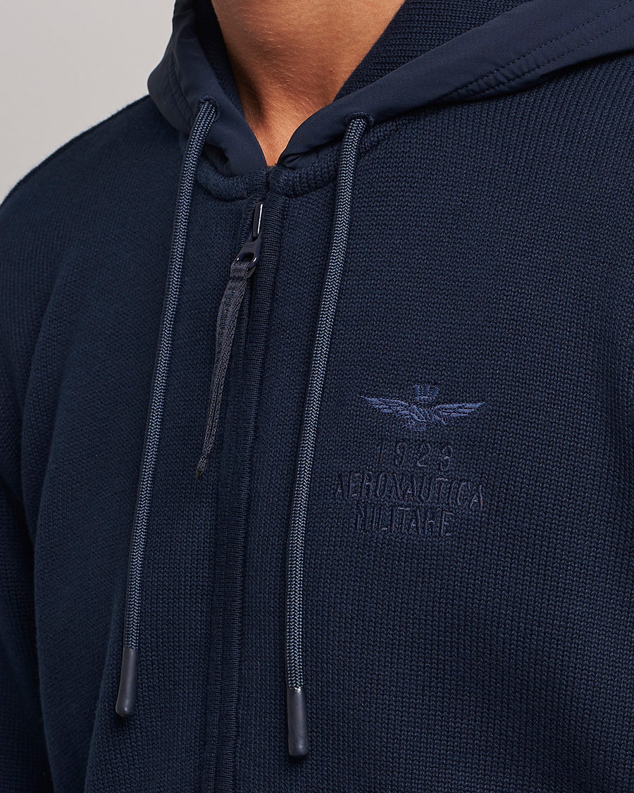 Mies | Puserot | Aeronautica Militare | Mixed Full Zip Hoodie Dark Blue
