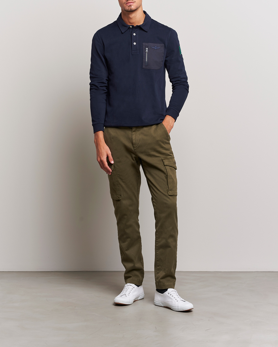 Mies | Puserot | Aeronautica Militare | PO1707 Long Sleeve Polo Dark Blue