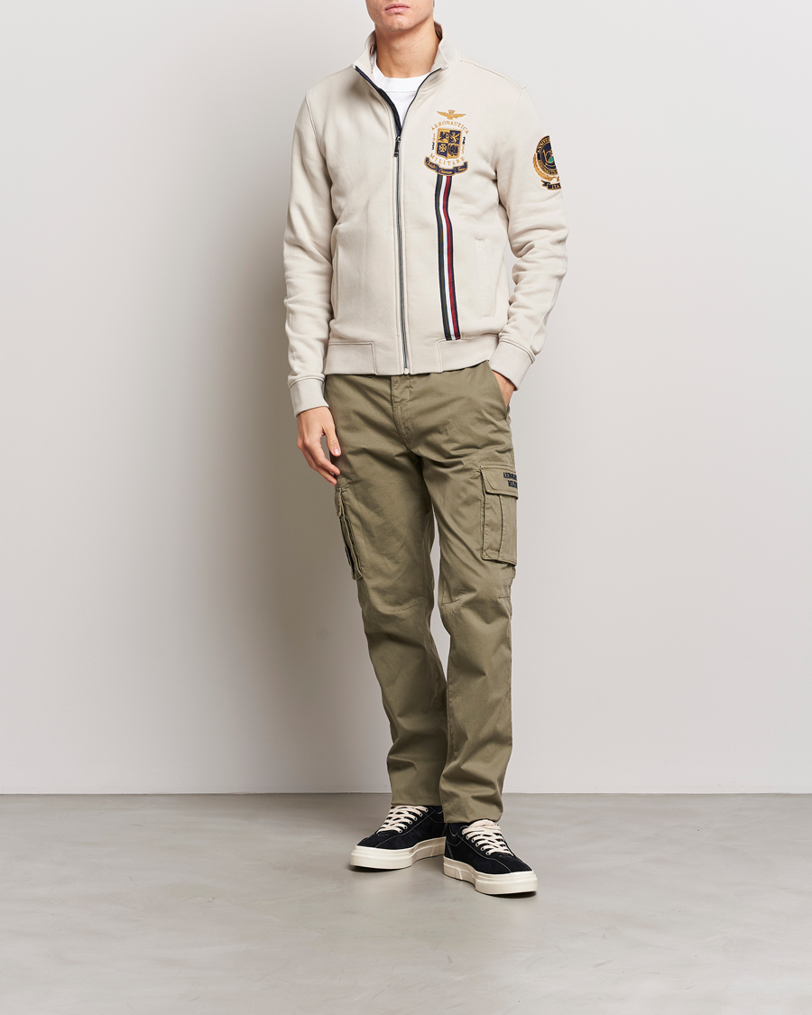 Mies | Puserot | Aeronautica Militare | Felpa Full Zip Sweatshirt Ice White