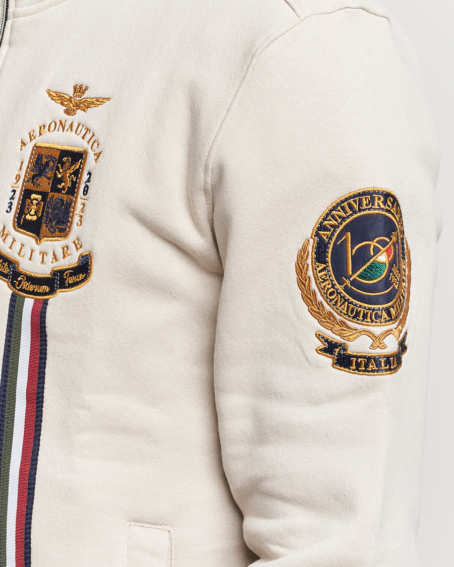 Mies | Puserot | Aeronautica Militare | Felpa Full Zip Sweatshirt Ice White
