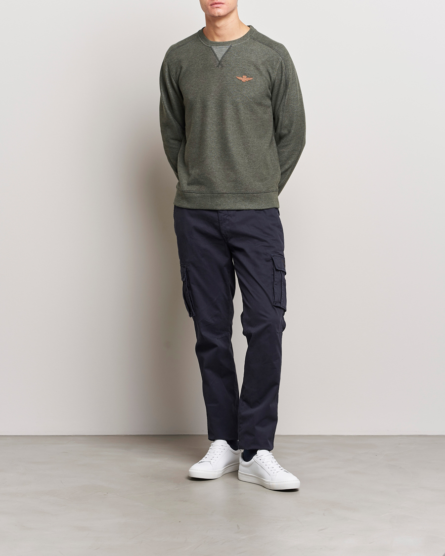 Mies | Puserot | Aeronautica Militare | Felpa Cotton Sweatshirt Olive Green