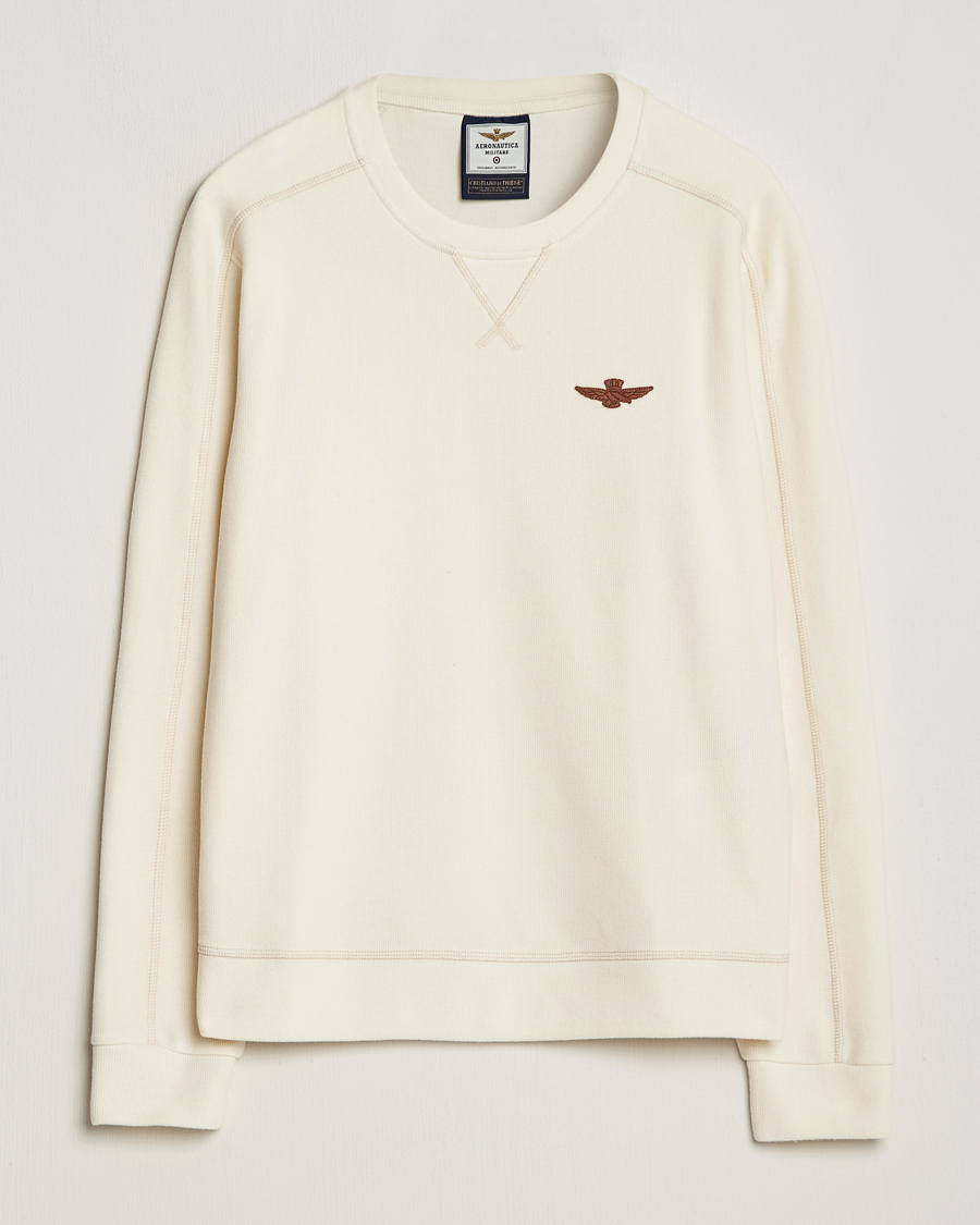 Mies | Puserot | Aeronautica Militare | Felpa Cotton Sweatshirt Cream White