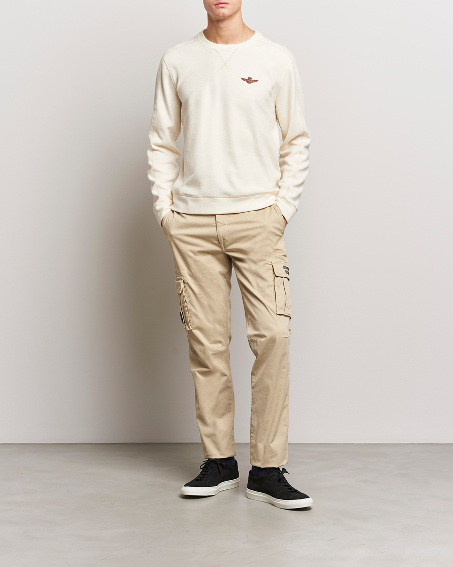 Mies | Puserot | Aeronautica Militare | Felpa Cotton Sweatshirt Cream White