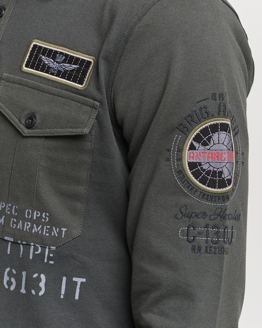Mies | Puserot | Aeronautica Militare | Pocket Long Sleeve Polo Dark Green