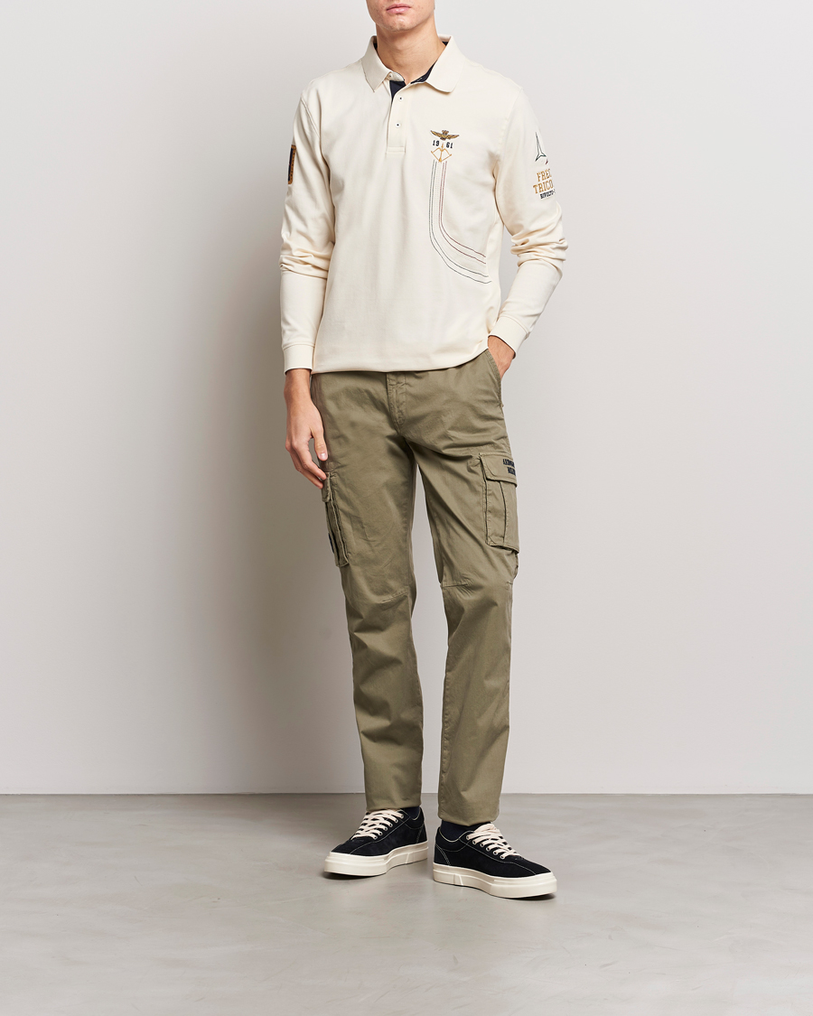 Mies | Puserot | Aeronautica Militare | Long Sleeve Polo Cream White