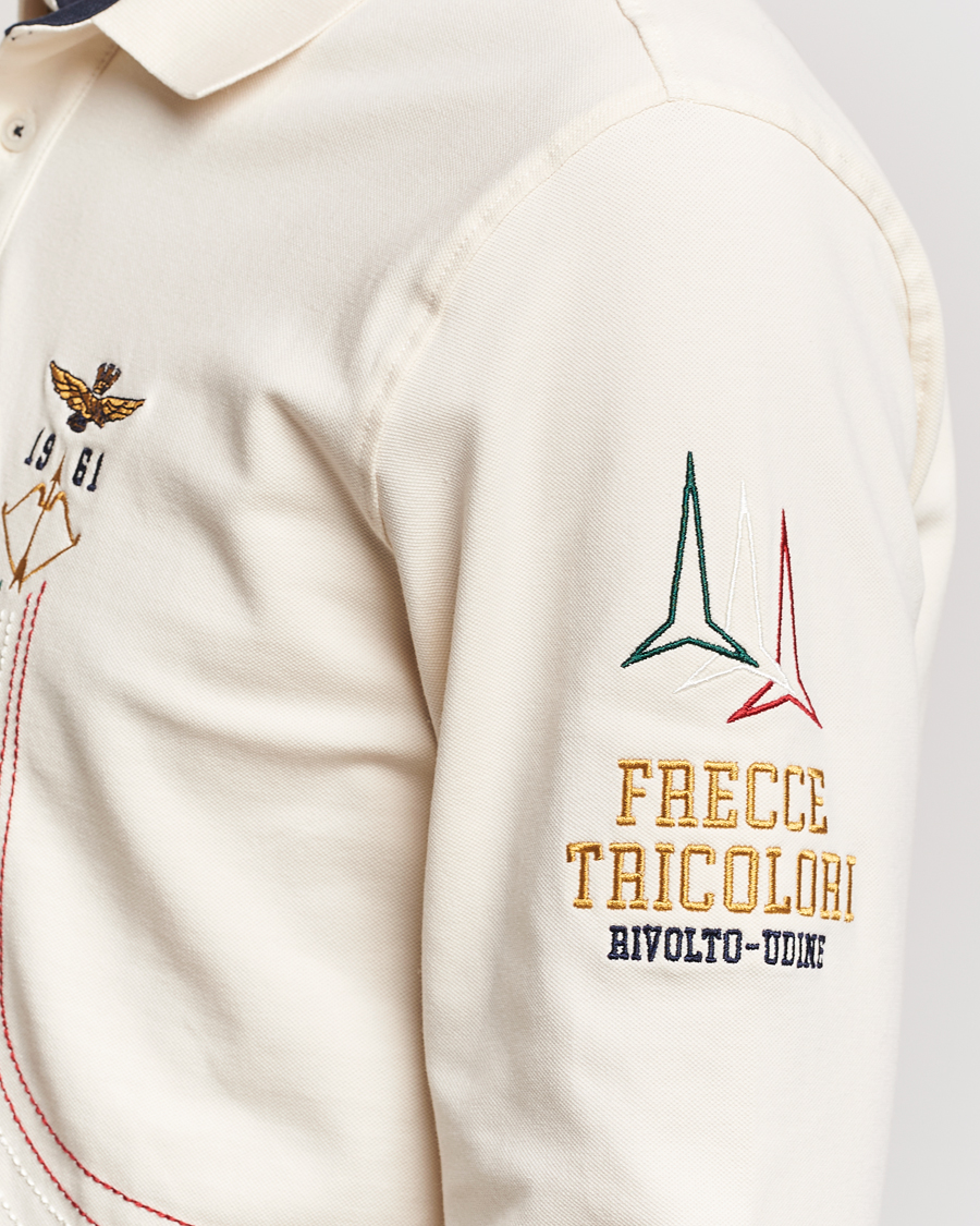 Mies | Puserot | Aeronautica Militare | Long Sleeve Polo Cream White