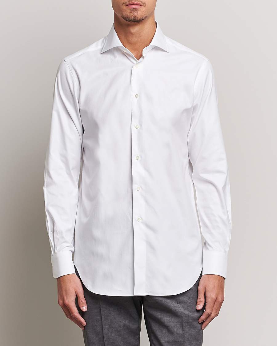 Mies | Kamakura Shirts | Kamakura Shirts | Slim Fit Royal Oxford Spread Shirt White