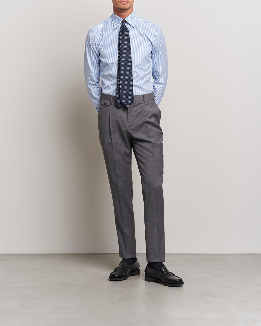 Mies | Kauluspaidat | Kamakura Shirts | Slim Fit Oxford BD Shirt Blue Bengal Stripe