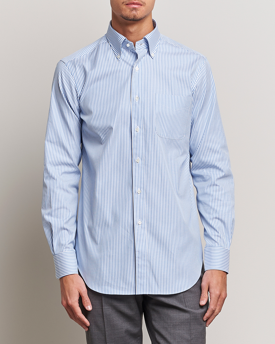 Mies |  | Kamakura Shirts | Slim Fit Oxford BD Shirt Blue Bengal Stripe