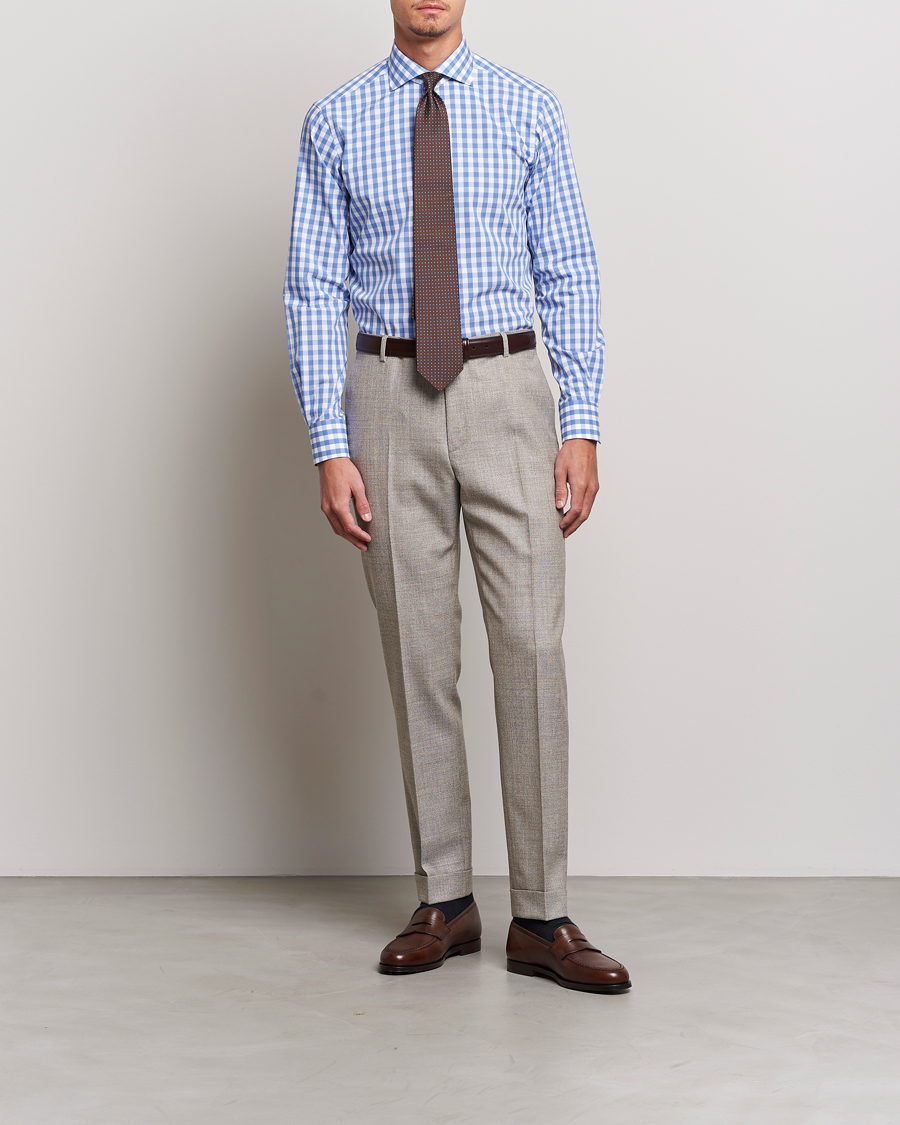 Mies | Kauluspaidat | Kamakura Shirts | Slim Fit Broadcloth Spread Shirt Blue Gingham