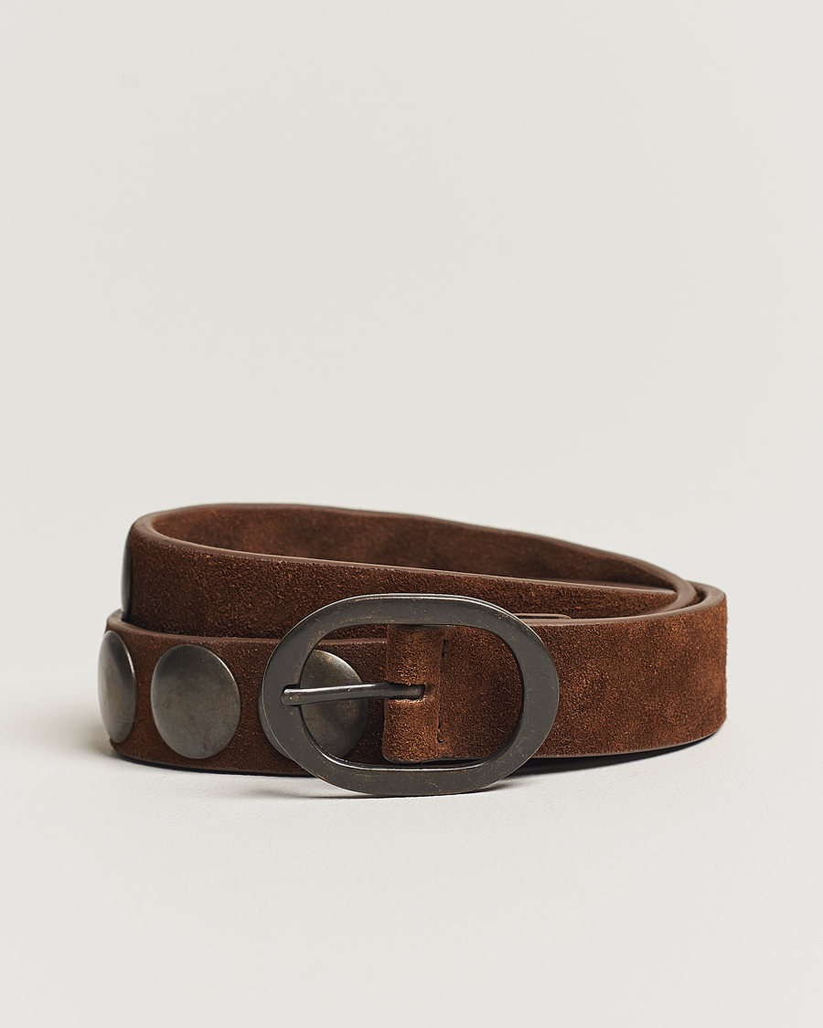 Mies | Massimo Alba Mik Studded Suede Belt Tobacco | Massimo Alba | Mik Studded Suede Belt Tobacco