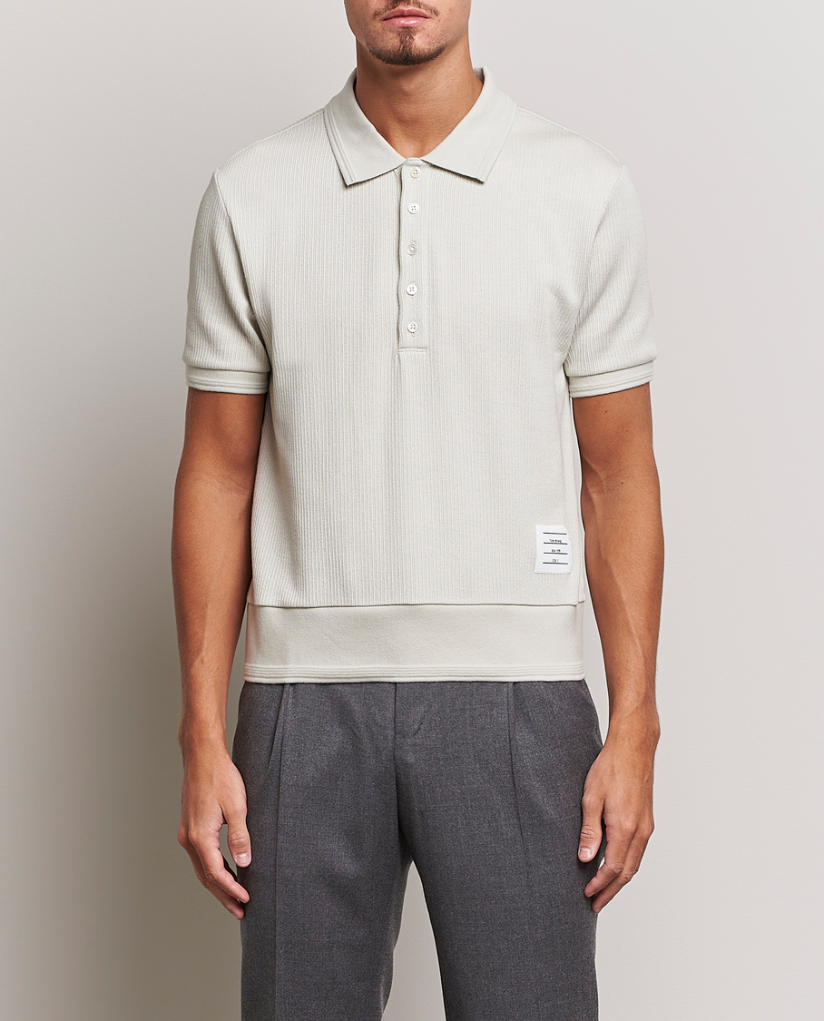 Mies | Thom Browne | Thom Browne | Short Sleeve Knitted Polo Natural White