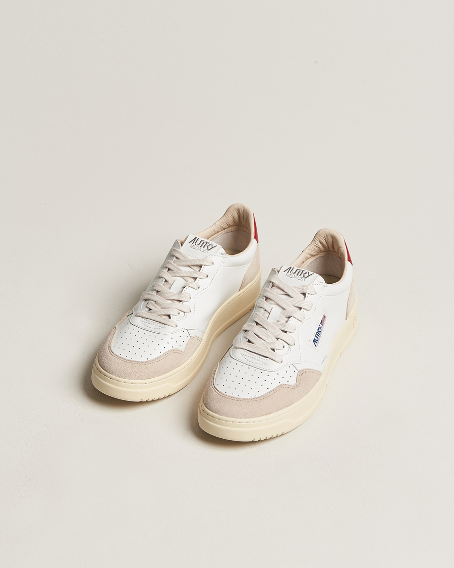 Mies |  | Autry | Medalist Low Leather/Suede Sneaker White/Red
