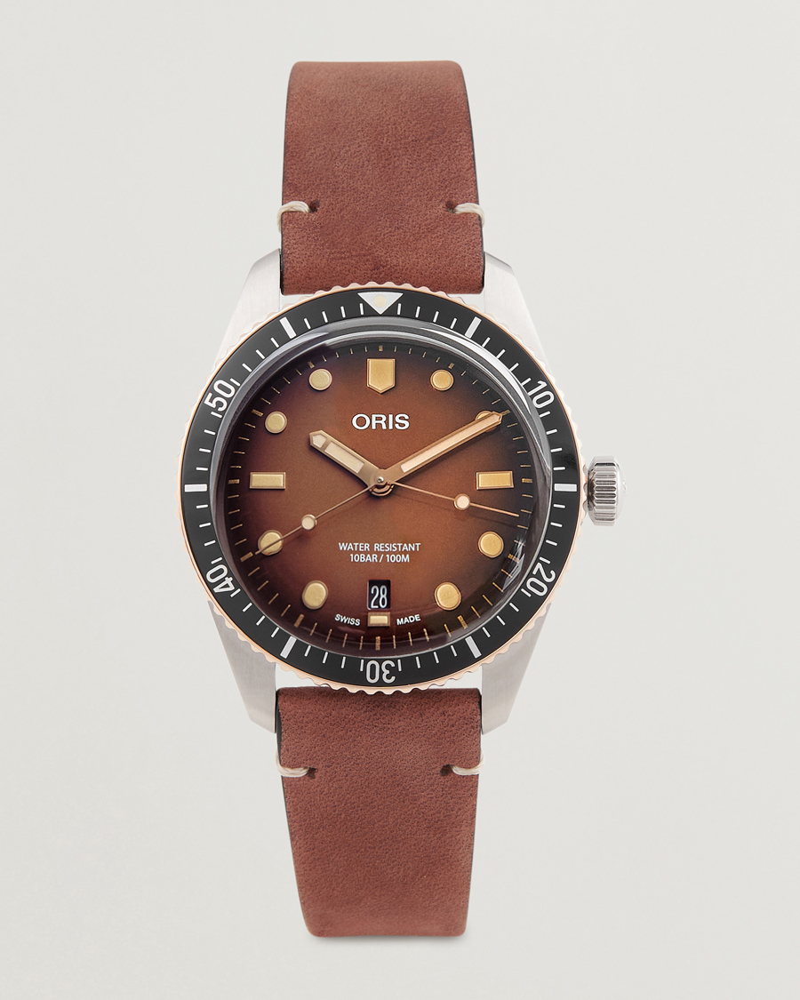 Mies |  | Oris | Divers Sixty-Five 40mm Leather Bracelet Brown