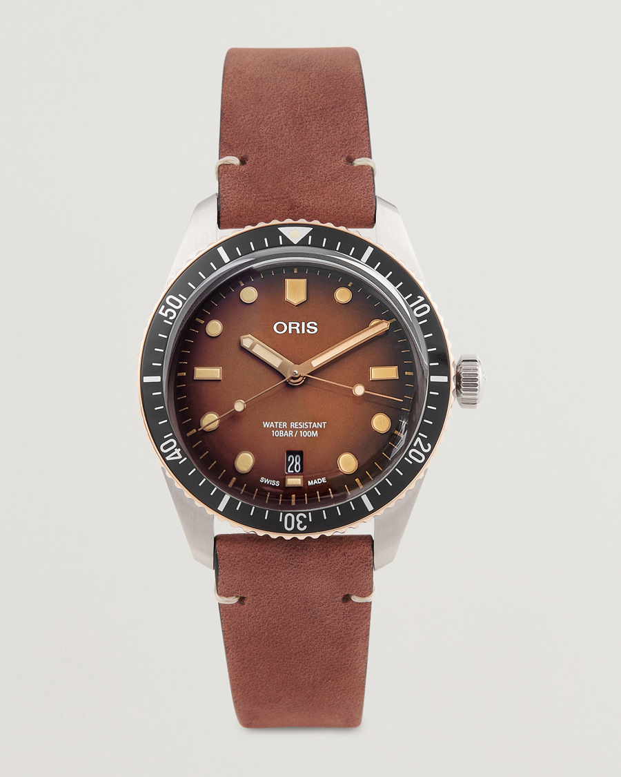 Mies | Oris Divers Sixty-Five 40mm Leather Bracelet Brown | Oris | Divers Sixty-Five 40mm Leather Bracelet Brown