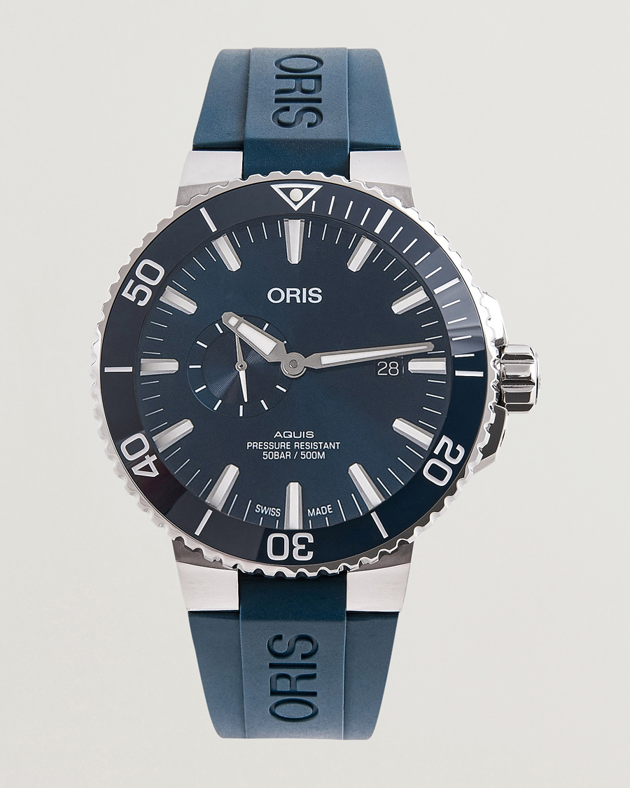 Mies | Oris Aquis Small Second 45,5mm Rubber Bracelet Blue | Oris | Aquis Small Second 45,5mm Rubber Bracelet Blue