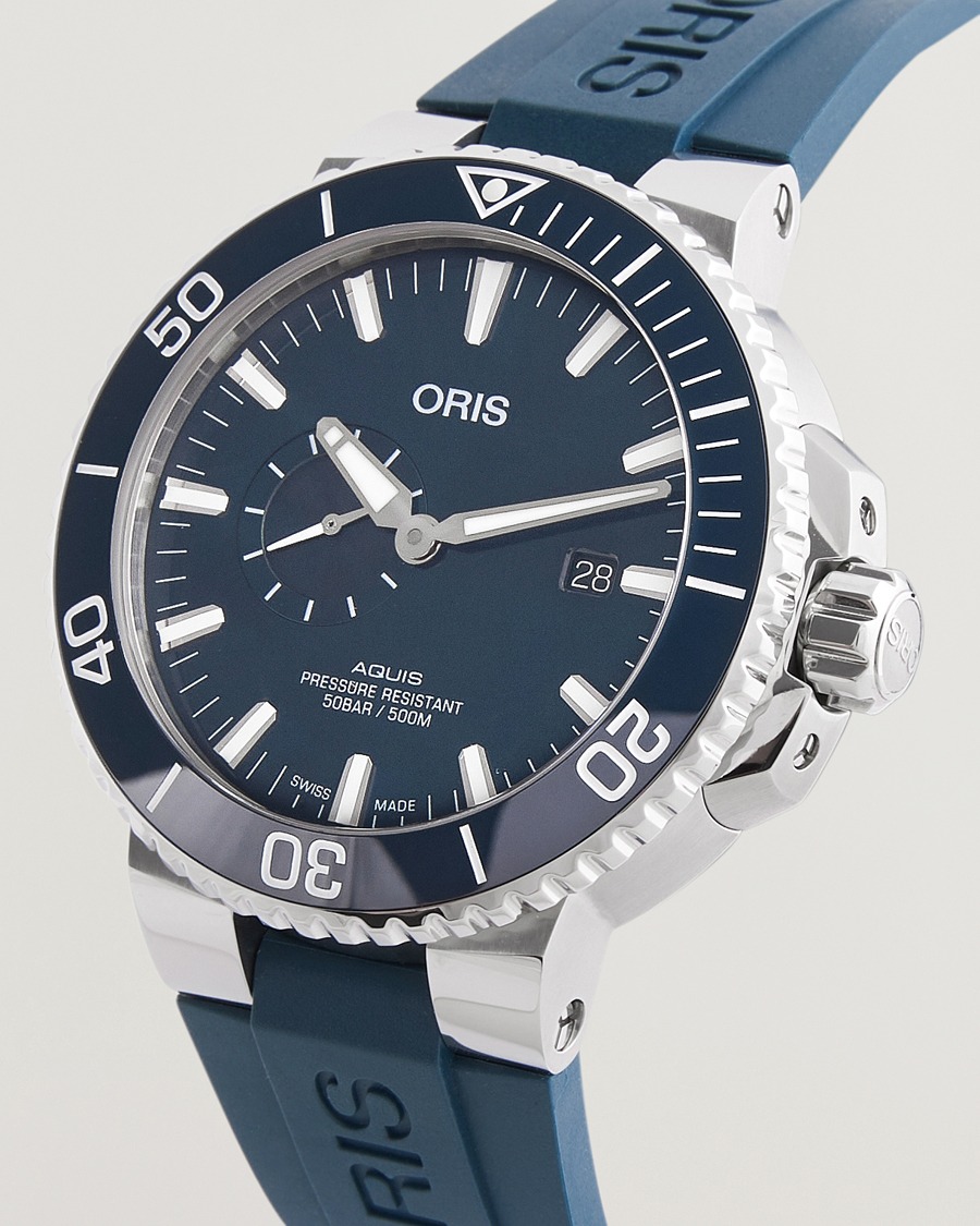 Mies | Oris Aquis Small Second 45,5mm Rubber Bracelet Blue | Oris | Aquis Small Second 45,5mm Rubber Bracelet Blue