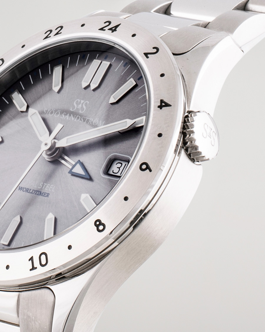 Mies | Sjöö Sandström Pre-Owned Royal Steel Worldtimer 36mm SS-1836-WT Steel/Grey | Sjöö Sandström Pre-Owned | Royal Steel Worldtimer 36mm SS-1836-WT Steel/Grey