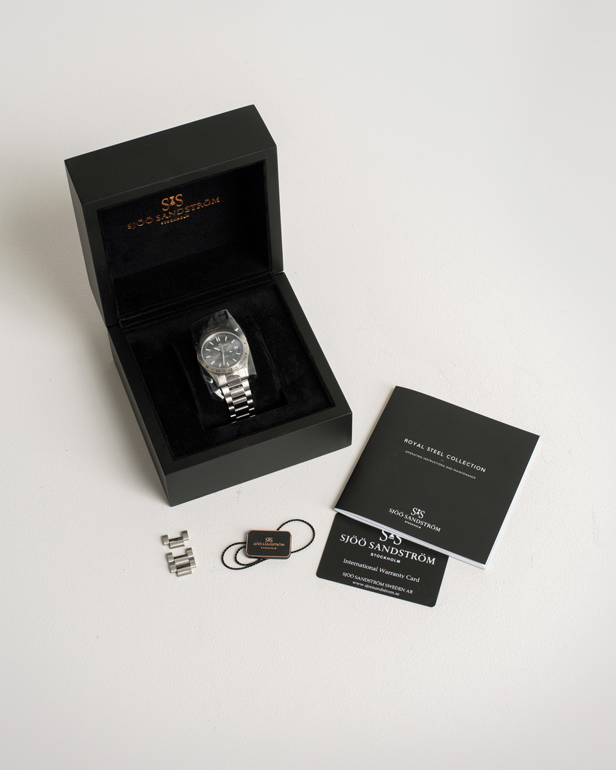 Mies | Sjöö Sandström Pre-Owned Royal Steel Worldtimer 36mm SS-1836-WT Steel/Grey | Sjöö Sandström Pre-Owned | Royal Steel Worldtimer 36mm SS-1836-WT Steel/Grey
