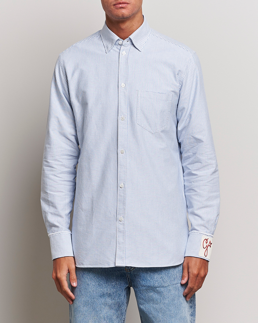 Mies |  | Golden Goose Deluxe Brand | Regular Fit Striped Oxford Shirt Light Blue