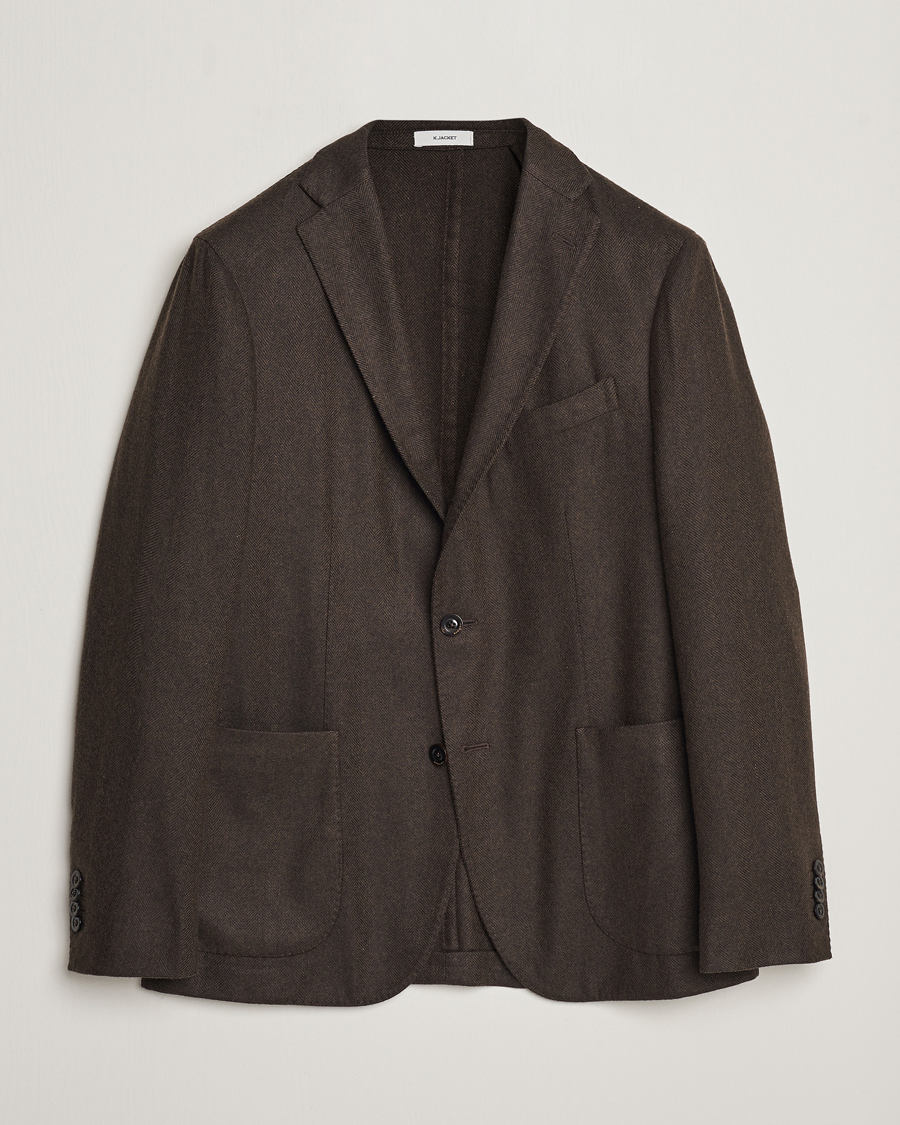 Mies | Boglioli | Boglioli | K Jacket Wool Herringbone Blazer Dark Brown