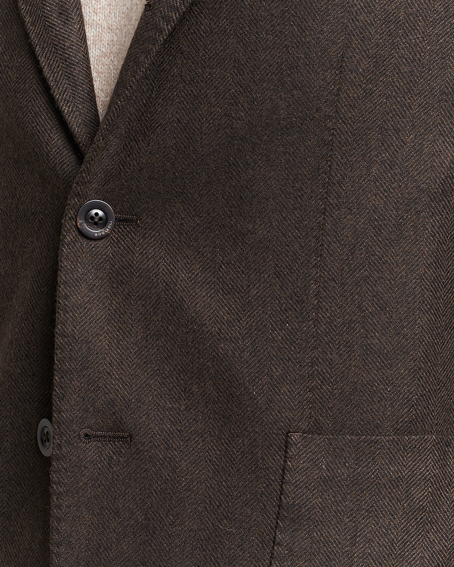 Mies | Pikkutakit | Boglioli | K Jacket Wool Herringbone Blazer Dark Brown