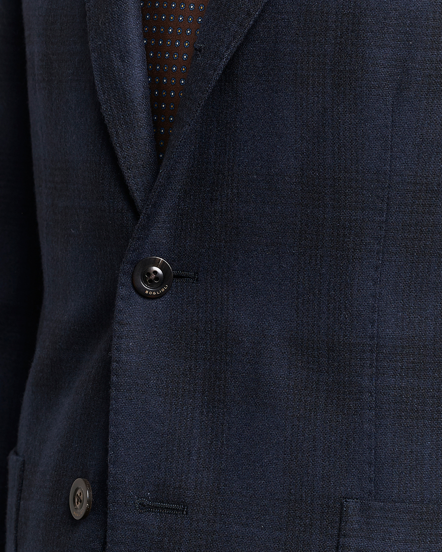 Mies | Pikkutakit | Boglioli | K Jacket Wool Herringbone Blazer Navy