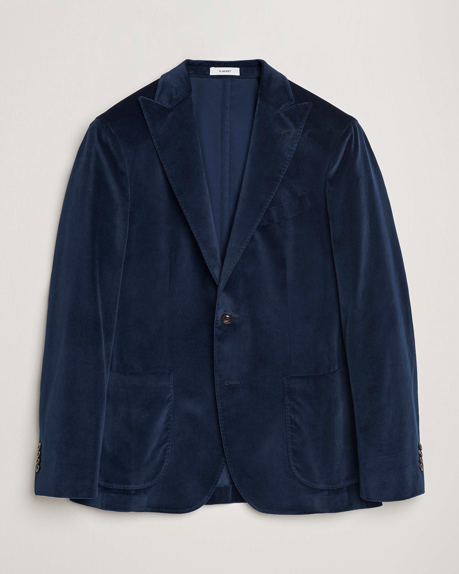 Mies | Pikkutakit | Boglioli | K Jacket Peak Lapel Velvet Blazer Navy