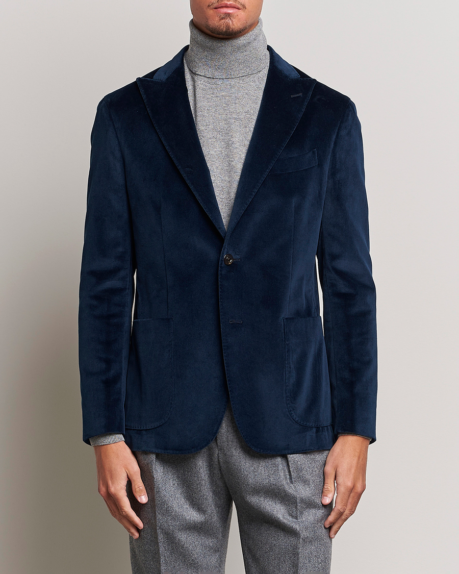 Mies | Pikkutakit | Boglioli | K Jacket Peak Lapel Velvet Blazer Navy