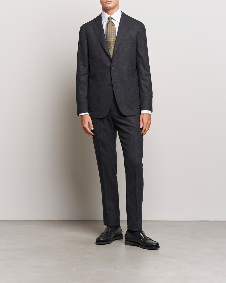 Mies | Puvut | Boglioli | K Jacket Light Flannel Suit Dark Grey