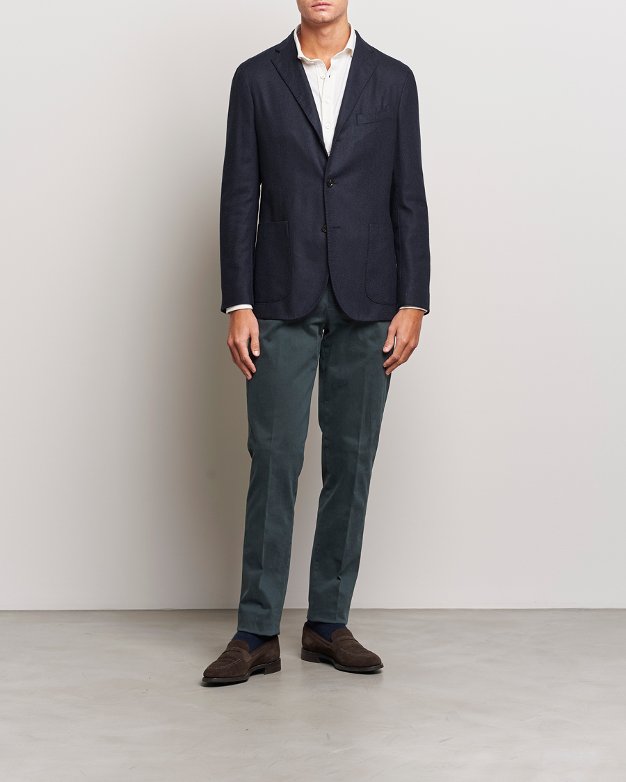 Mies | Housut | Boglioli | Cotton Twill Trousers Navy