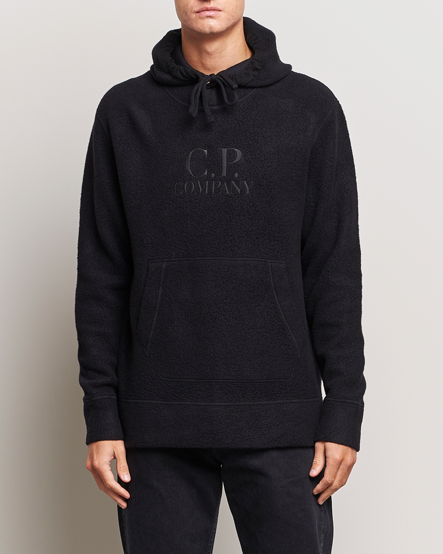 Mies |  | C.P. Company | Wool Polar Fleece Logo Hood Black