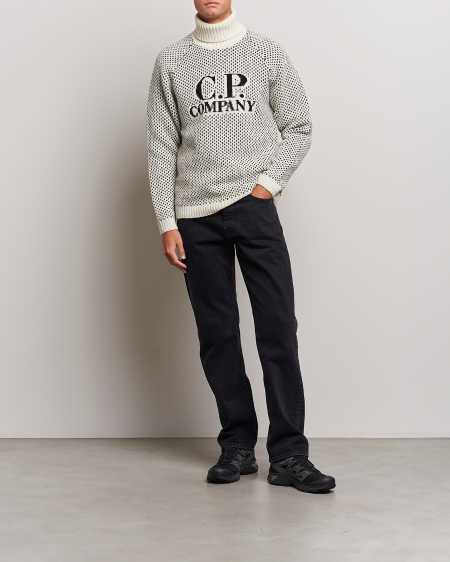 Mies | Puserot | C.P. Company | Wool Jaquard CP 3 Knitted Rollneck White