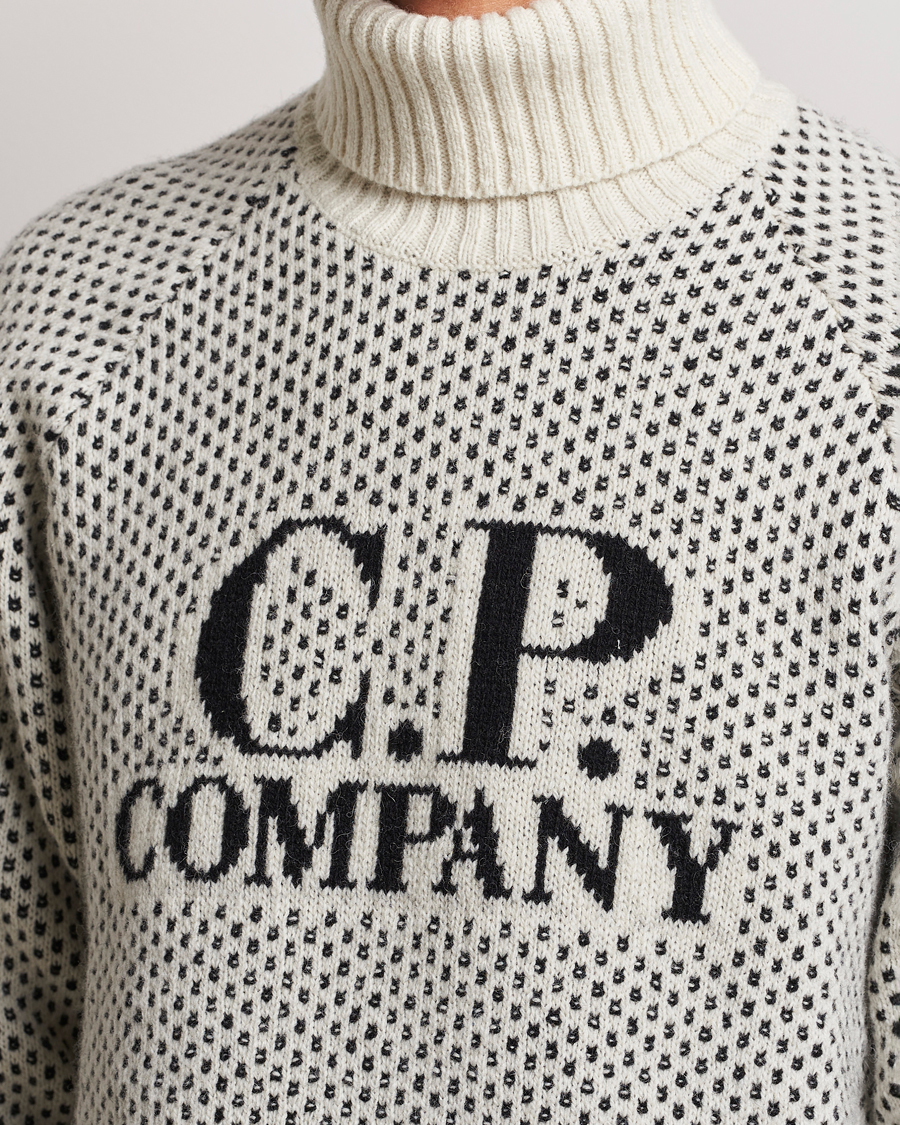 Mies | Puserot | C.P. Company | Wool Jaquard CP 3 Knitted Rollneck White