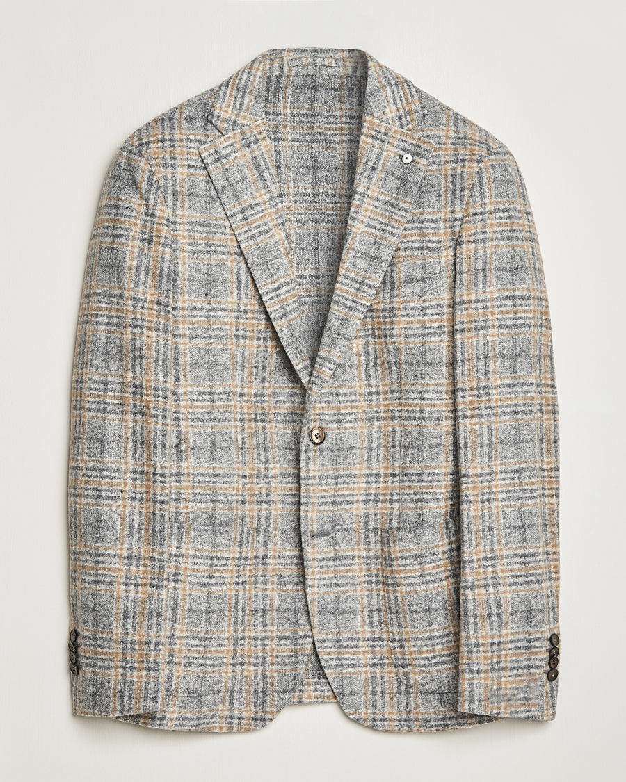 Mies | Pikkutakit | L.B.M. 1911 | Jack Checked Cotton/Wool Jersey Blazer Grey
