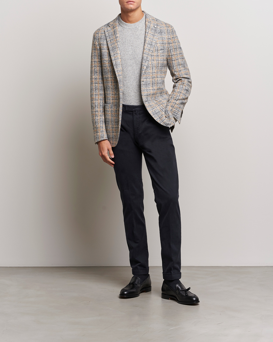 Mies | Pikkutakit | L.B.M. 1911 | Jack Checked Cotton/Wool Jersey Blazer Grey