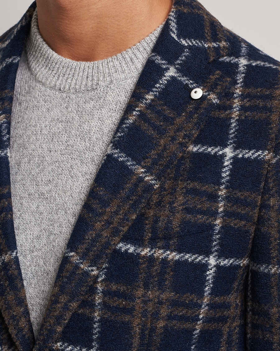 Mies | Pikkutakit | L.B.M. 1911 | Jack Checked Wool Jersey Blazer Navy