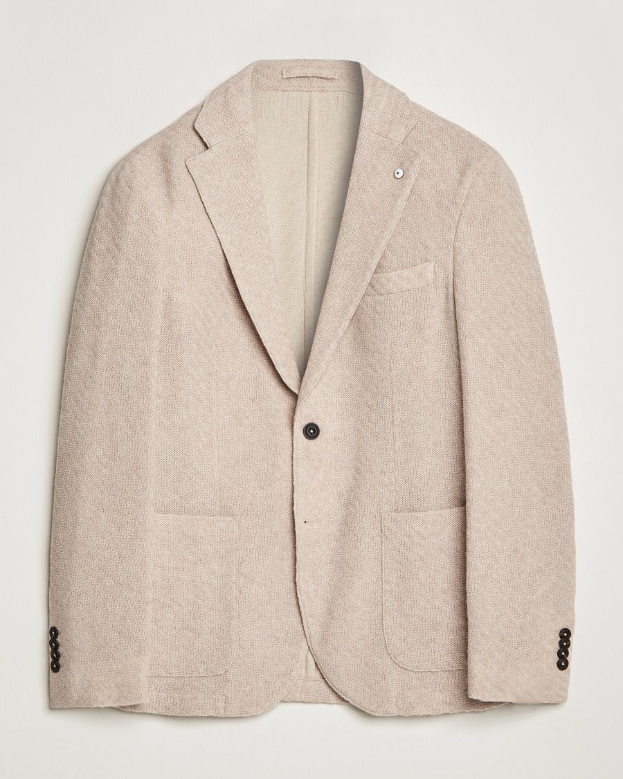 Mies | Pikkutakit | L.B.M. 1911 | Knitted Punto Wool Structure Blazer Beige