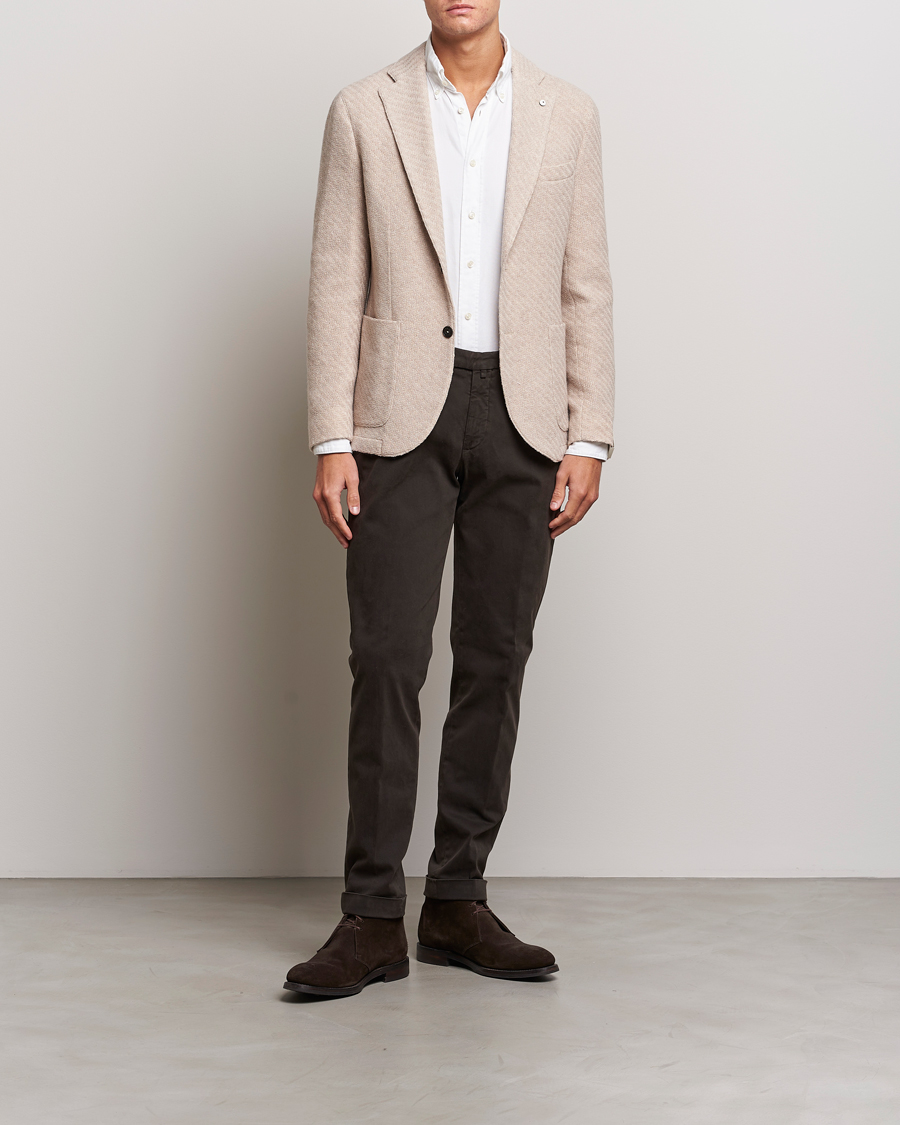 Mies | Pikkutakit | L.B.M. 1911 | Knitted Punto Wool Structure Blazer Beige
