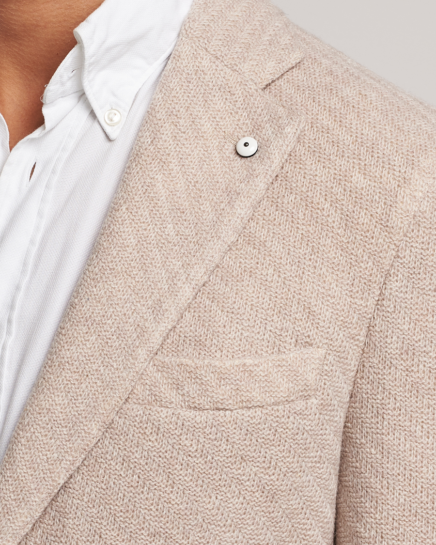 Mies | Pikkutakit | L.B.M. 1911 | Knitted Punto Wool Structure Blazer Beige