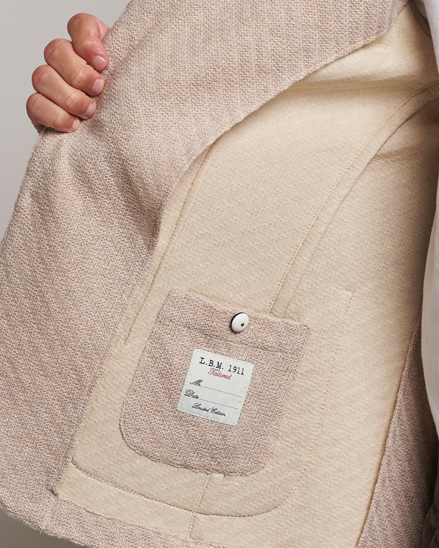 Mies | Pikkutakit | L.B.M. 1911 | Knitted Punto Wool Structure Blazer Beige