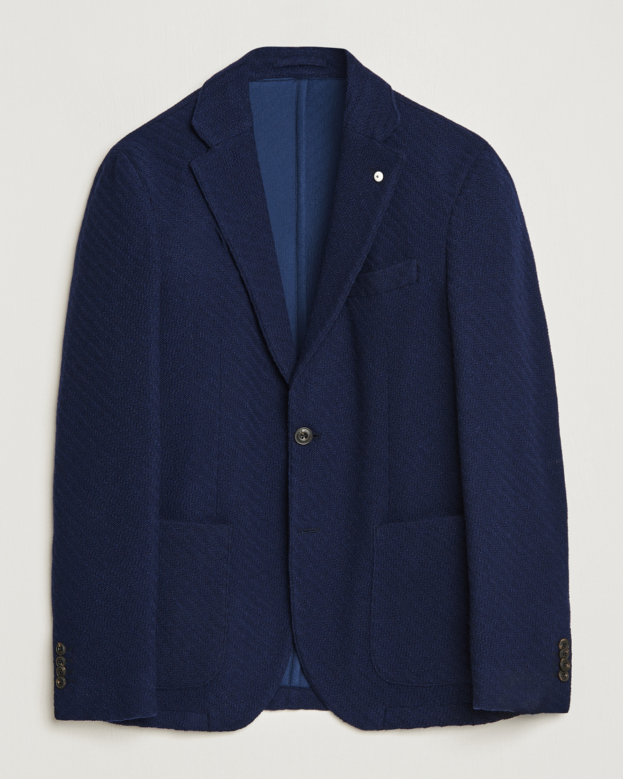 Mies | Pikkutakit | L.B.M. 1911 | Knitted Punto Wool Structure Blazer Navy