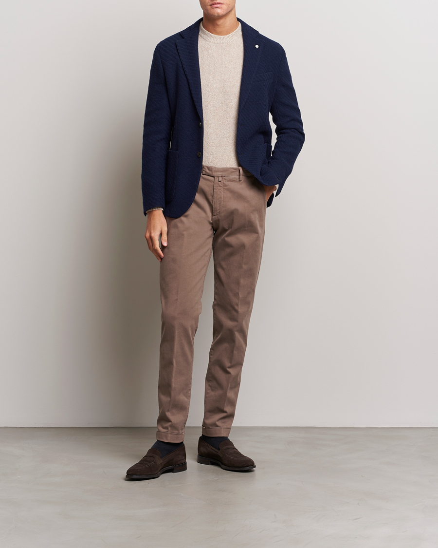 Mies | Pikkutakit | L.B.M. 1911 | Knitted Punto Wool Structure Blazer Navy