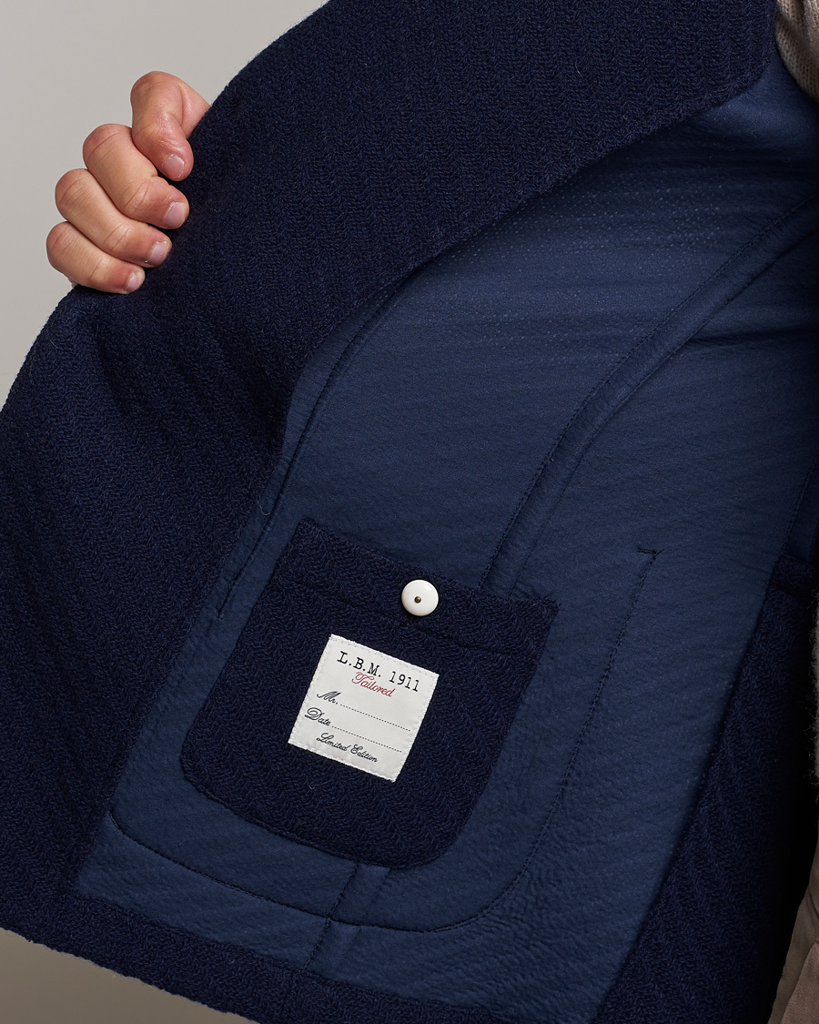 Mies | Pikkutakit | L.B.M. 1911 | Knitted Punto Wool Structure Blazer Navy