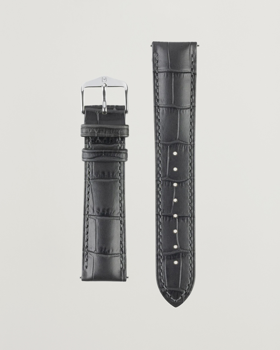 Mies | Kellonrannekkeet | HIRSCH | Duke Embossed Leather Watch Strap Grey